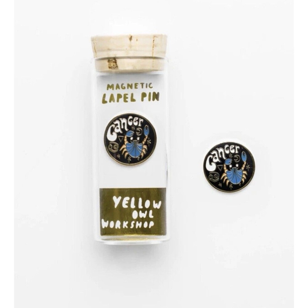 Yellow Owl Workshop Cancer 22K Gold Gilt Magnetic Lapel Pin New